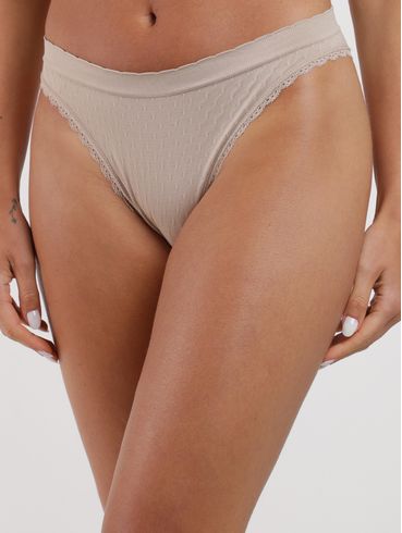 Kit com 02 Tanga e Bíquini Com Renda Feminina BRANCO/BEGE