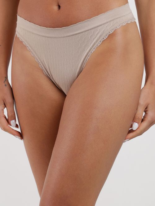 Kit com 02 Tanga e Bíquini Com Renda Feminina BRANCO/BEGE