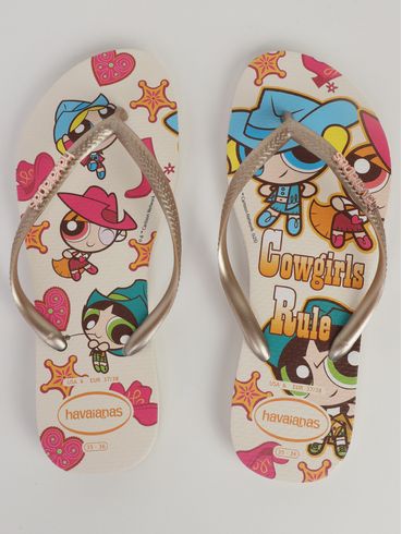 Chinelo Meninas Superpoderosas Havaianas Feminino BEGE