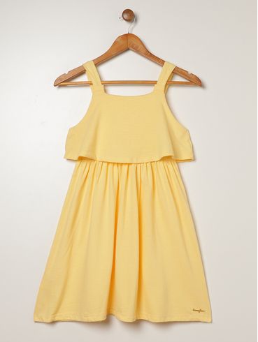 Vestido Texturizado Juvenil Para Menina - AMARELO