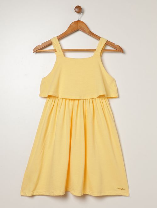 Vestido Texturizado Juvenil Para Menina- AMARELO