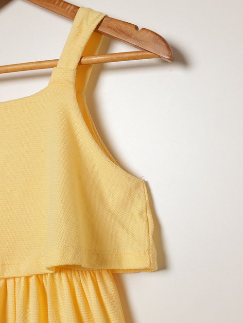 Vestido Texturizado Juvenil Para Menina- AMARELO