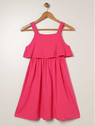 Vestido Texturizado Juvenil Para Menina - ROSA