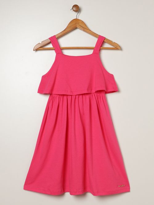 Vestido Texturizado Juvenil Para Menina- ROSA