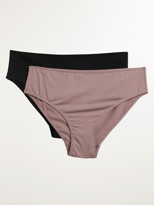 Kit Com 02 Calcinhas Modal Feminina PRETO/ROSE