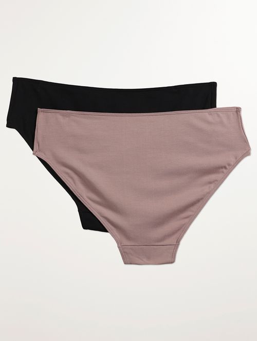 Kit Com 02 Calcinhas Modal Feminina PRETO/ROSE