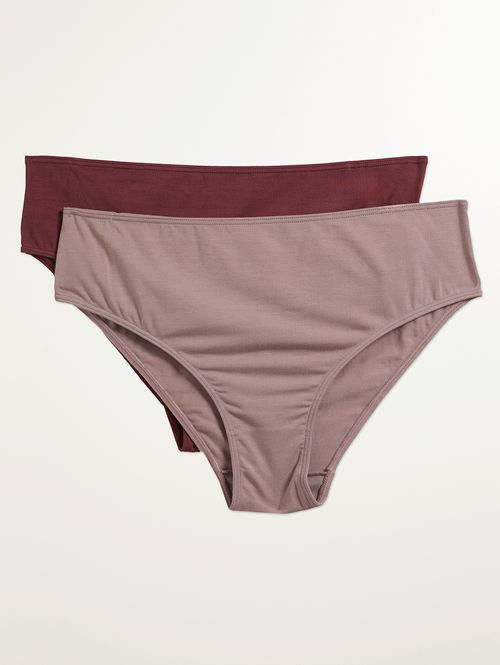 Kit Com 02 Calcinhas Modal Feminina VINHO/LILAS
