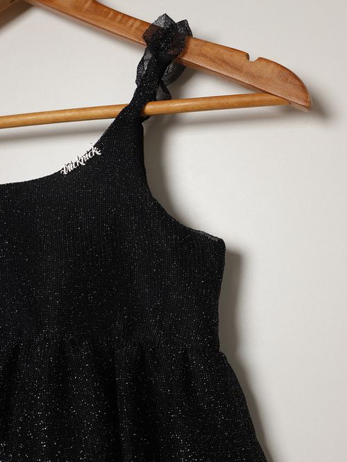 Vestido Tule Lurex Juvenil Para Menina - PRETO