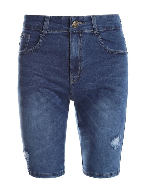 Bermuda Jeans Puídos Masculina AZUL