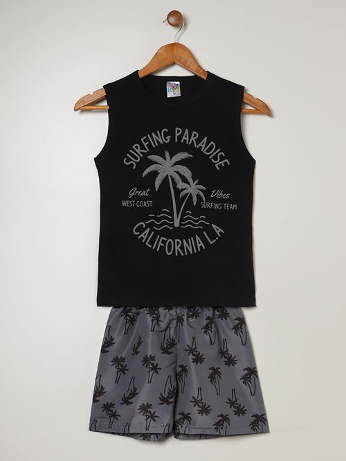 Conjunto Curto Juvenil Para Menino - PRETO