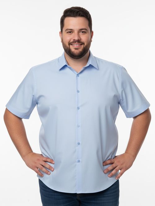 Camisa Manga Curta Plus Size Masculina AZUL CLARO