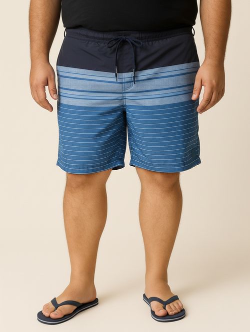 Bermuda Listrada Plus Size Masculina AZUL