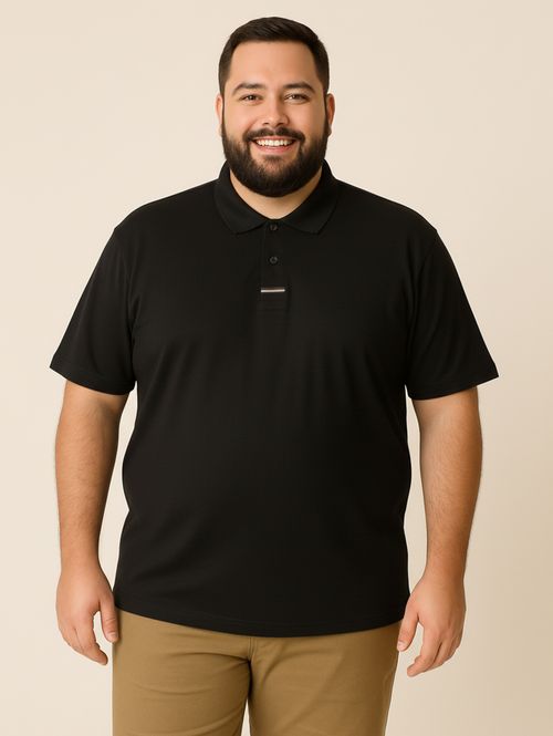 Polo Manga Curta Plus Size Masculina PRETO