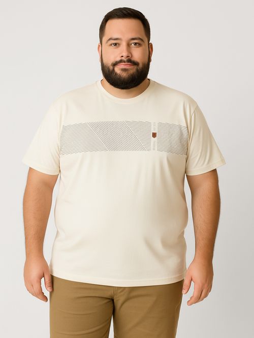 Camiseta Manga Curta No Stress Plus Size Masculina OFF WHITE
