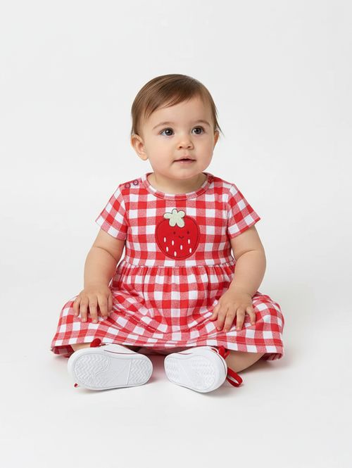 Vestido Cotton Infantil Para Menina - VERMELHO