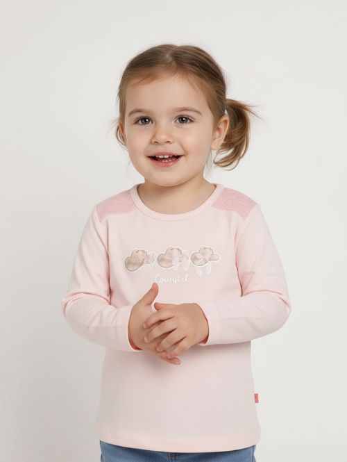 Blusa Manga Longa Infantil Para Menina - ROSA