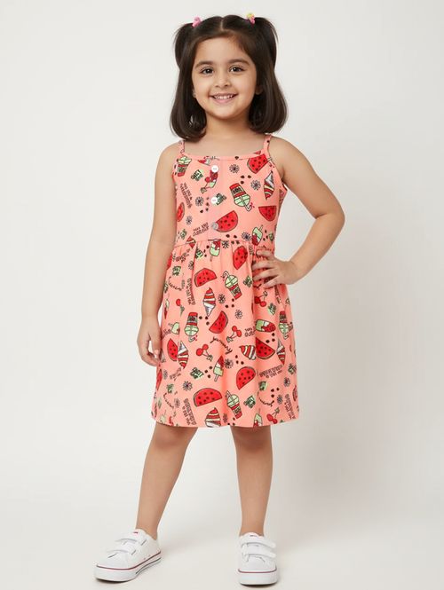 Vestido Cotton Infantil Para Menina - LARANJA