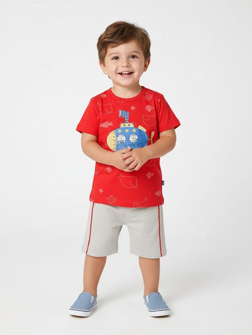 Conjunto Curto Infantil Para Menino - VERMELHO
