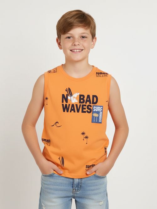 Camiseta Regata Juvenil Para Menino - LARANJA