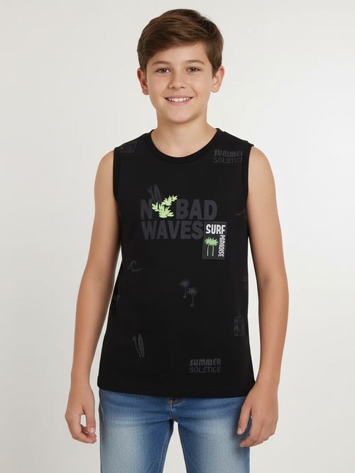 Camiseta Regata Juvenil Para Menino - PRETO