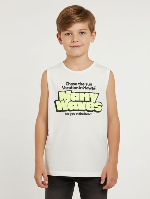 Camiseta Regata Juvenil Para Menino  - OFF WHITE