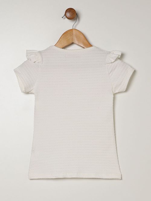 Blusa Manga Curta Infantil Para Menina - OFF WHITE