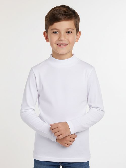Camiseta Manga Longa Infantil Para Menino - BRANCO