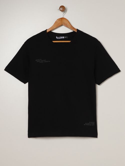 Camiseta Oversized Juvenil Para Menino- PRETO