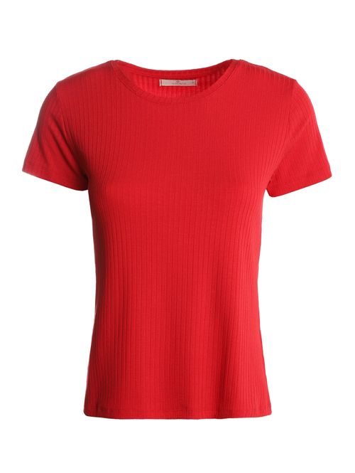Blusa Canelada Manga Curta Autentique Feminina VERMELHO