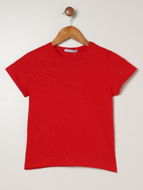 Blusa Manga Curta Juvenil Para Menina - VERMELHO