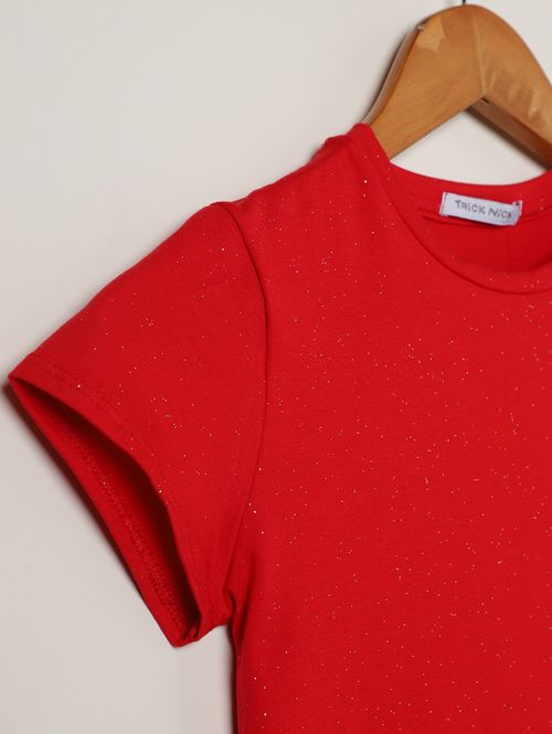 Blusa Manga Curta Juvenil Para Menina - VERMELHO