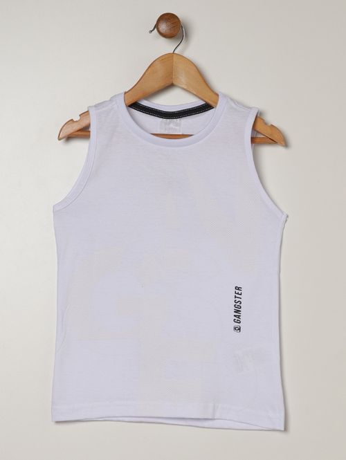Camiseta Regata Gangster Infantil Para Menino - BRANCO