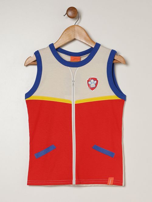 Camiseta Patrulha Canina Infantil Para Menino - VERMELHO/OFF WHITE