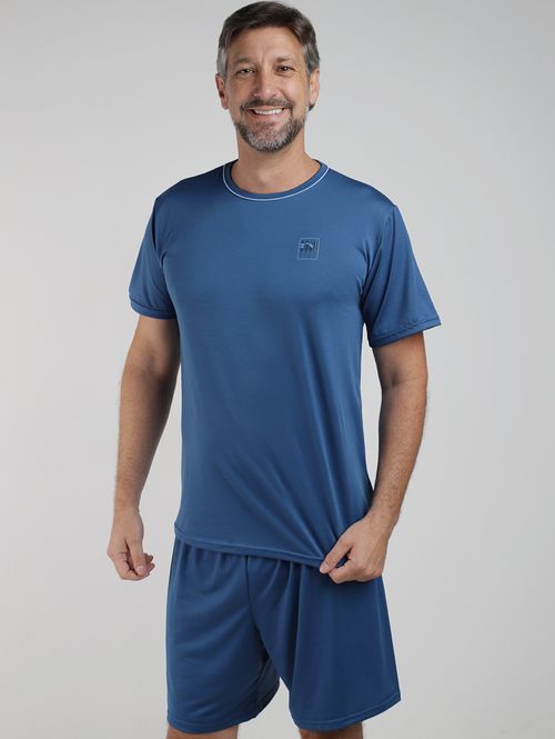 Pijama Curto Suede Masculino AZUL