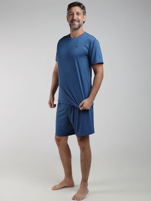 Pijama Curto Suede Masculino AZUL