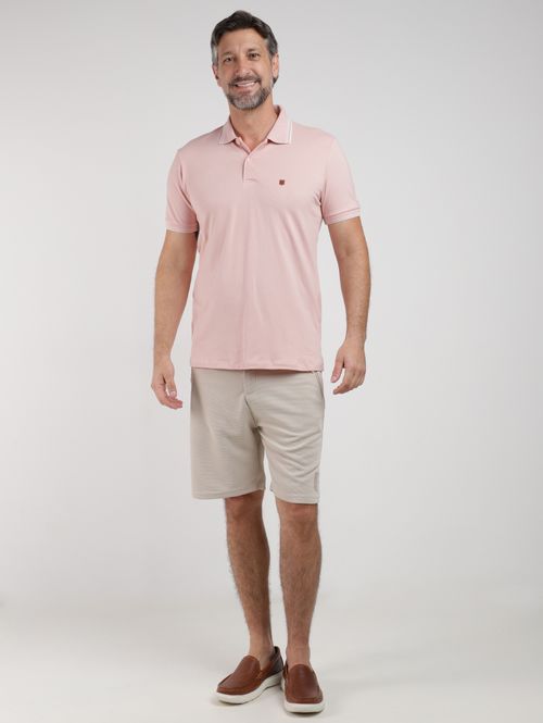 Polo Piquet Manga Curta Masculina ROSA