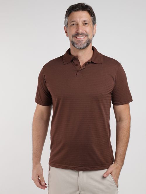 Polo Masculina Texturizada MARROM