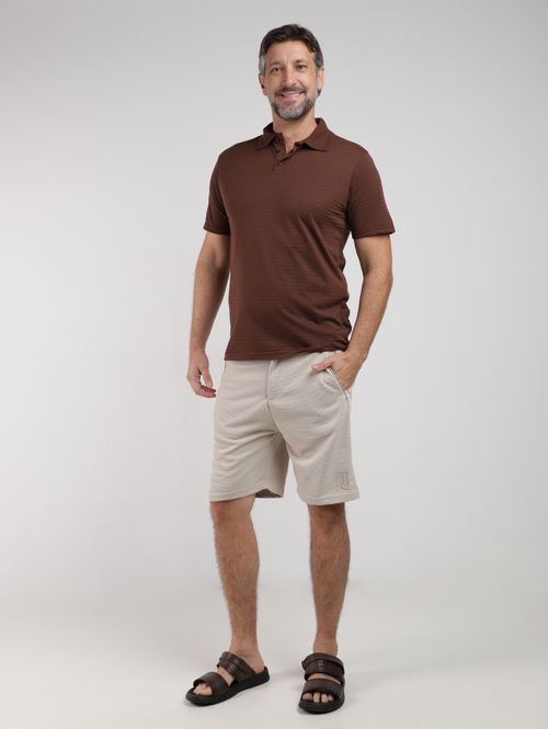 Polo Masculina Texturizada MARROM