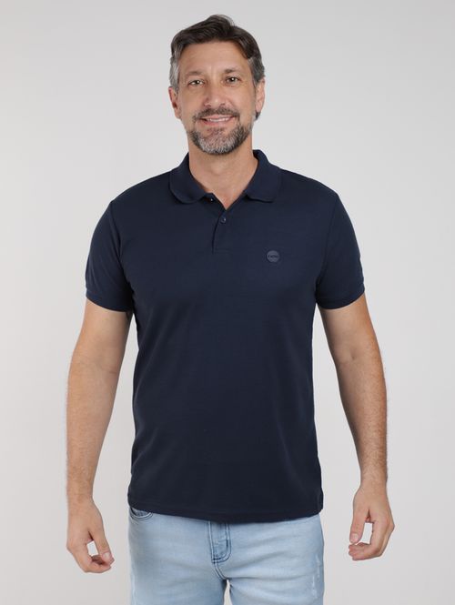 Polo Malha Texturizada Manga Curta Masculina MARINHO