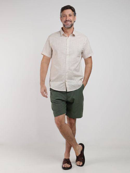 Camisa Comfort Verano Chambray Eletrón Masculina BEGE