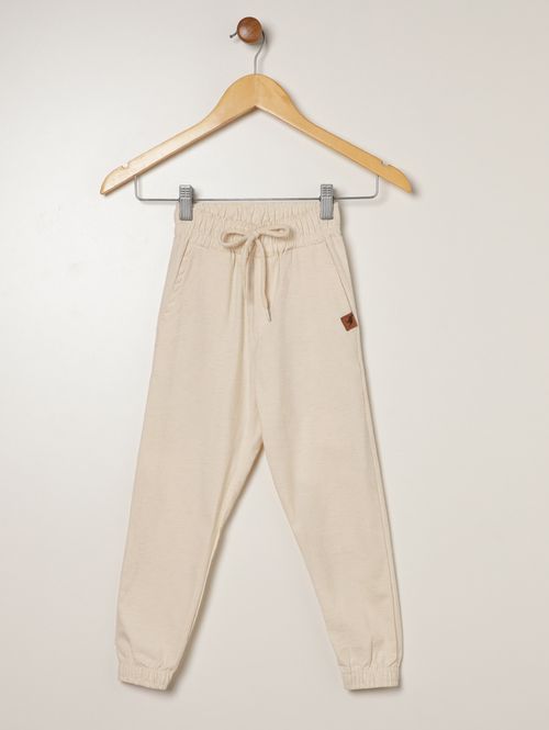 Calça Linho Jogger Infantil Para Menino - OFF WHITE