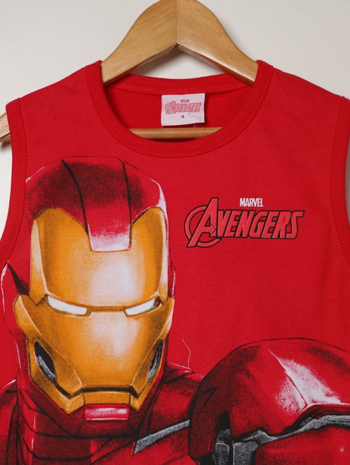Camiseta Regata Avengers Infantil Para Menino- VERMELHO