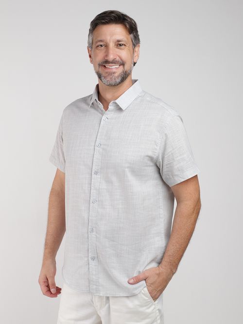 Camisa Comfort Verano Chambray Eletrón Masculina CINZA CLARO
