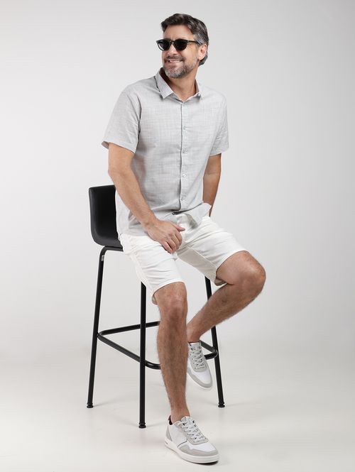 Camisa Comfort Verano Chambray Eletrón Masculina CINZA CLARO