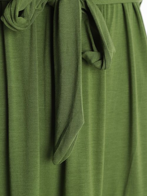 Vestido Com Amarração Bloco de Cores Feminino VERDE/VERDE CLARO/OFF WHITE