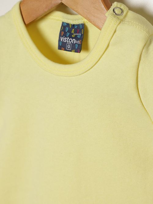 Pijama Curto Malha Algodão Infantil Para Bebê- AMARELO