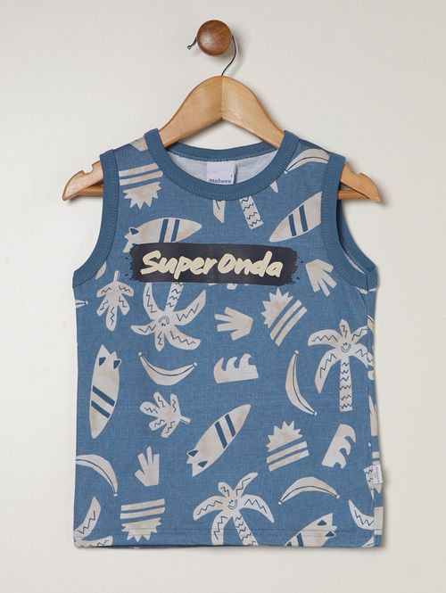 Camiseta Regata Estampada Infantil Para Menino - AZUL