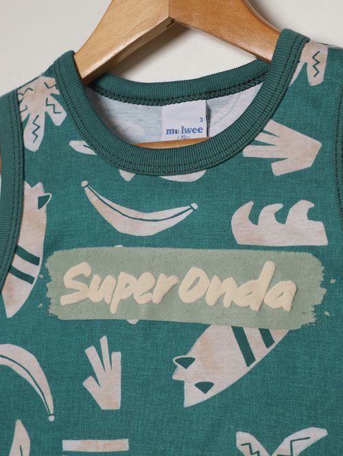 Camiseta Regata Estampada Infantil Para Menino - VERDE