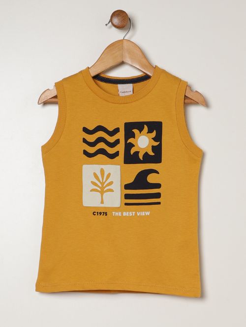 Conjunto Curto Estampado Infantil Para Menino - AMARELO