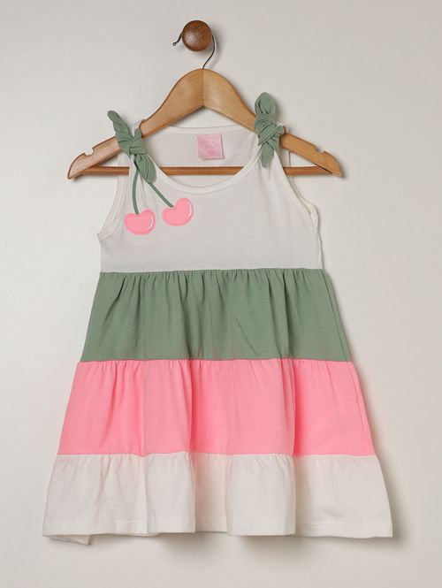 Vestido Meia Malha Bordado Infantil Para Menina - ROSA